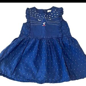 Charming Blue Catimini Dress with Cat Design